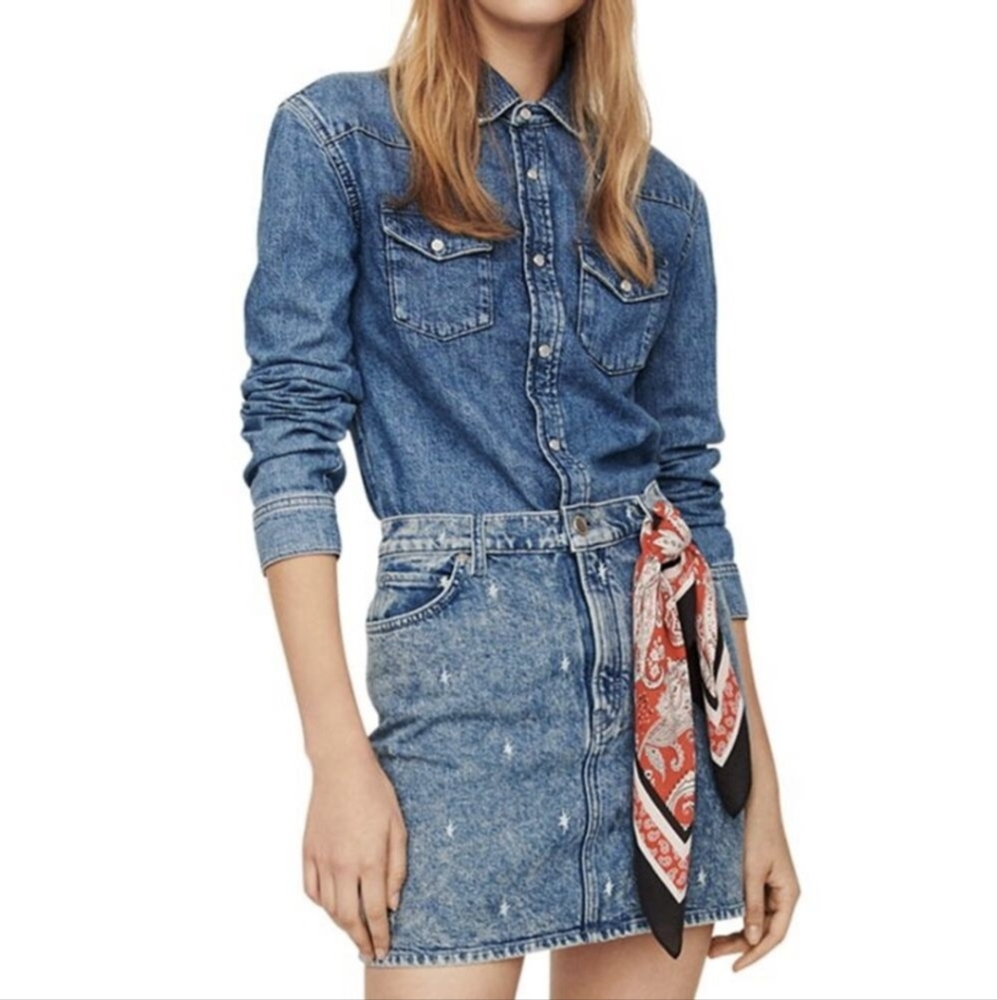 Maje Rimel dress blue denim mini dress size 34 / 0